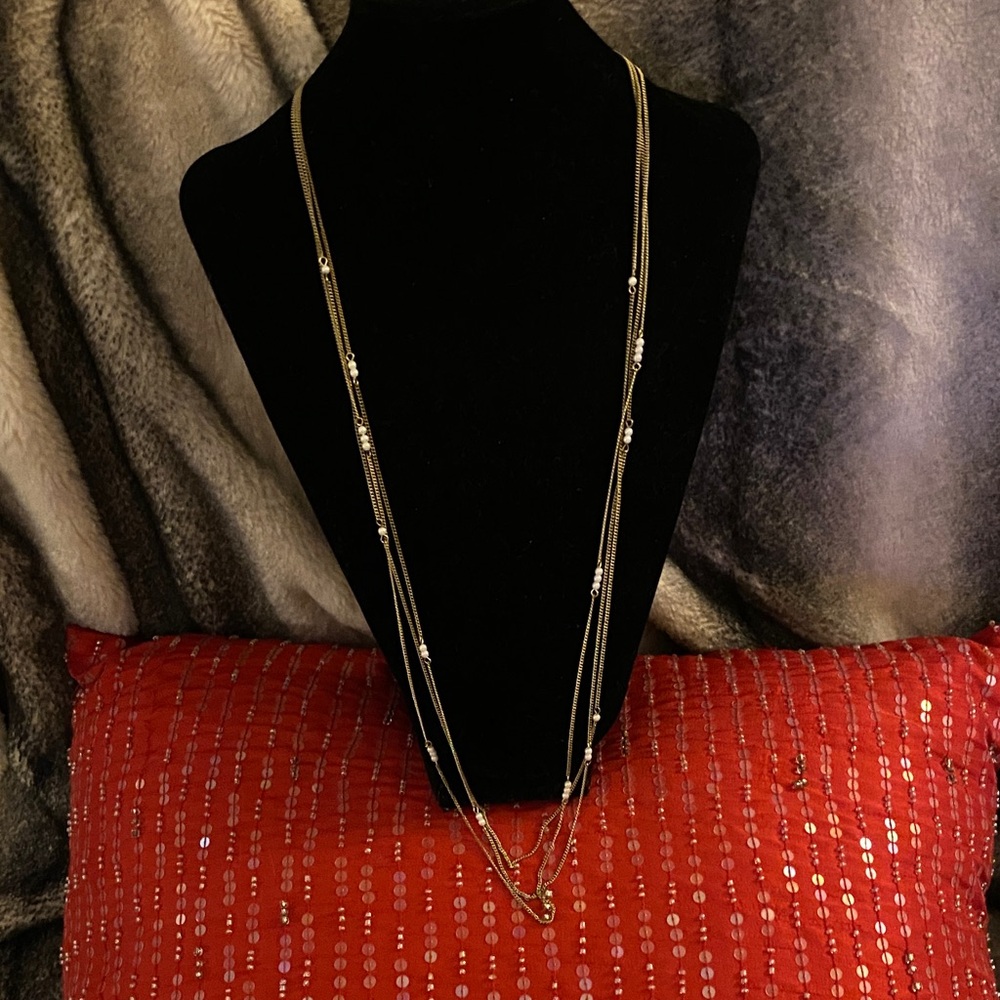 Vintage Long Chain Pearls Beautiful Closure Necklace
